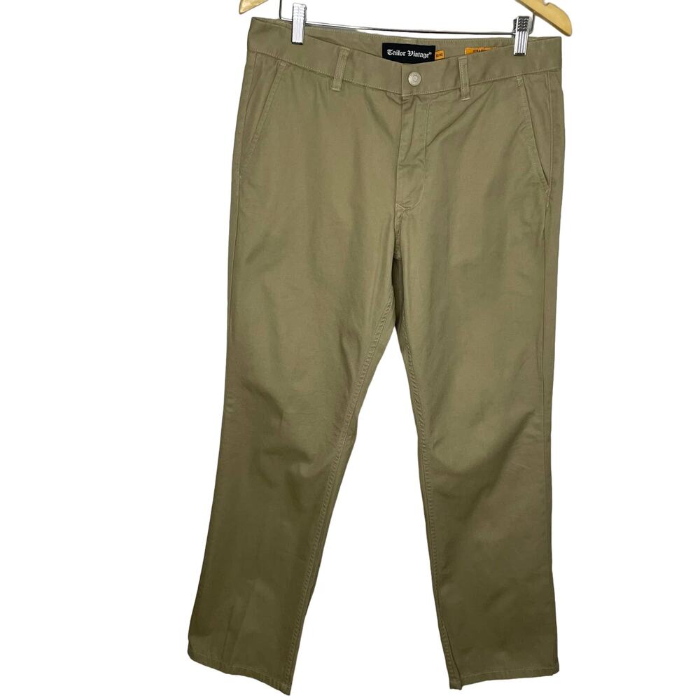 TAILOR VINTAGE Straight Fit Chino Pants Khaki Cotton Men's 32x30